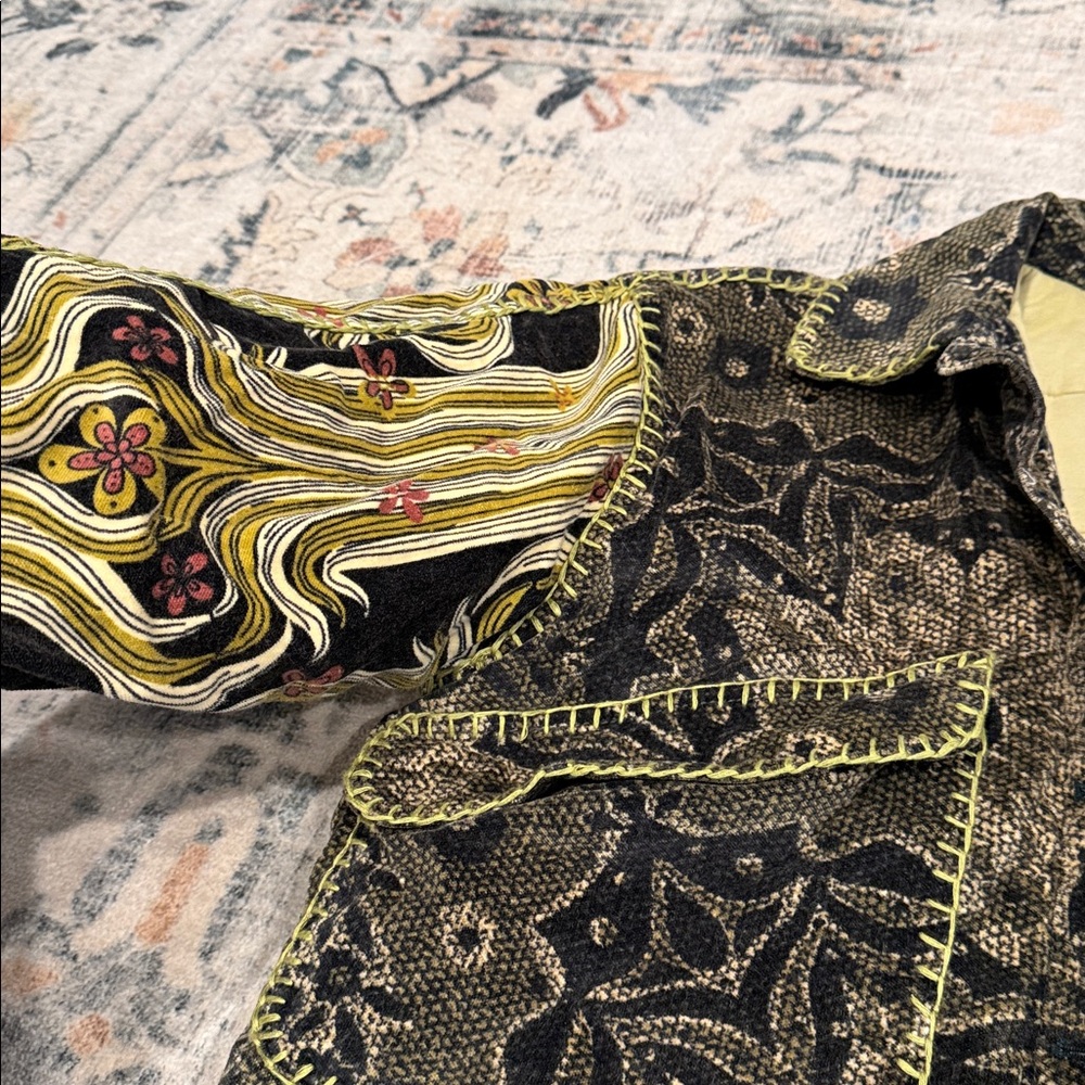 Free People Black and Gold Patterned Jacket - Picture 3 of 8